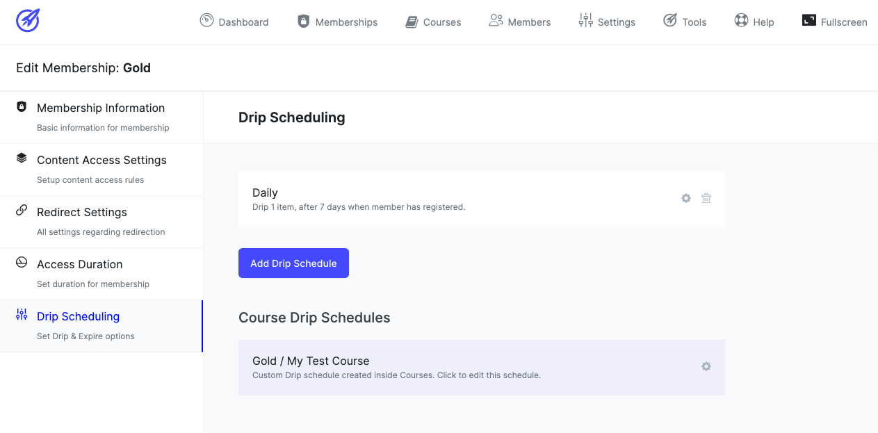 Drip Scheduling Membership