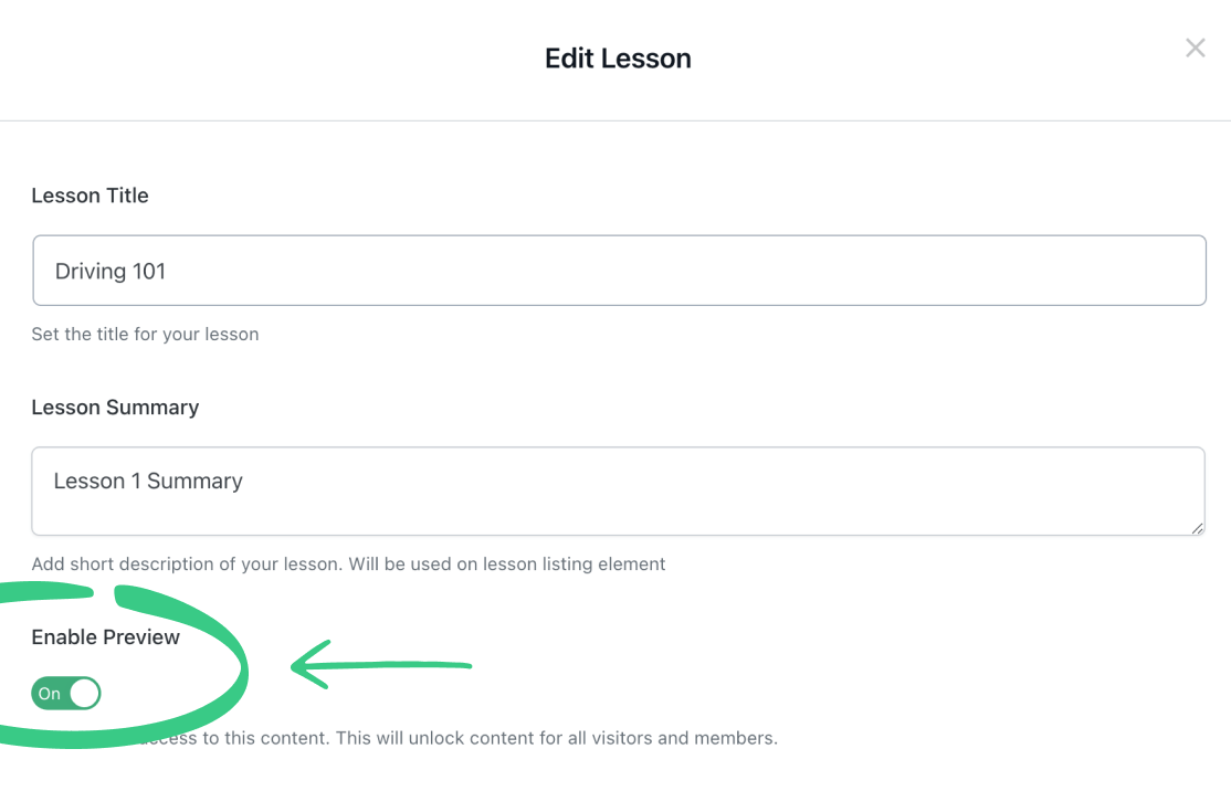 Enable Lesson Preview