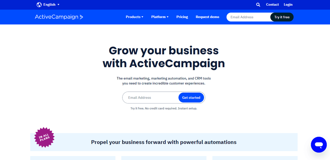 Gohighlevel alternative - activecampaign homepage