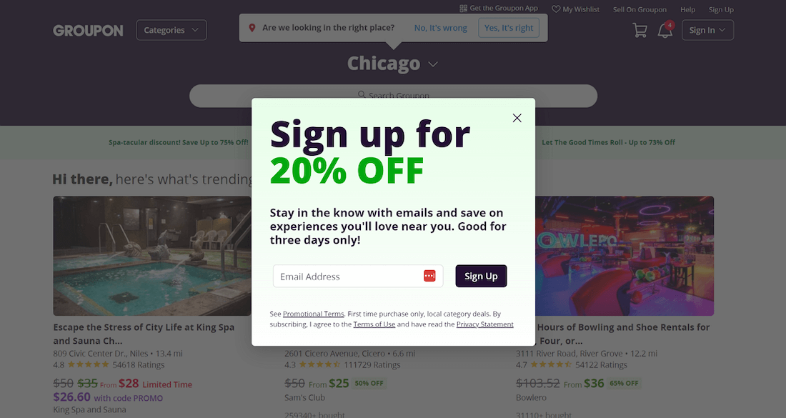 Groupon - Sales Funnel Examples