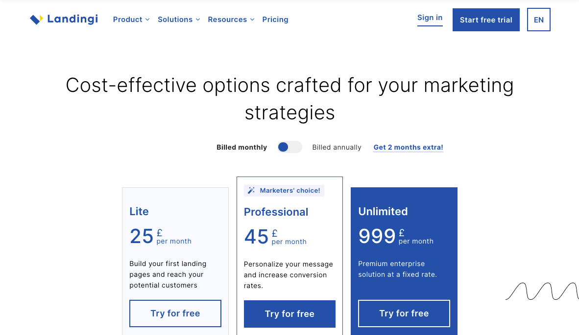 Landingi Pricing - Leadpages Alternatives