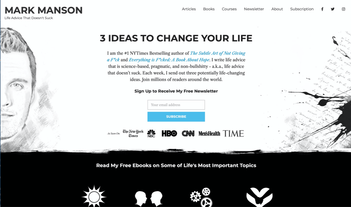 Mark Manson Author Subscription