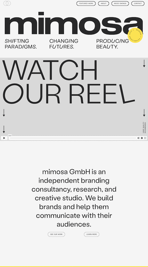 Mimosa Agency Landing Page