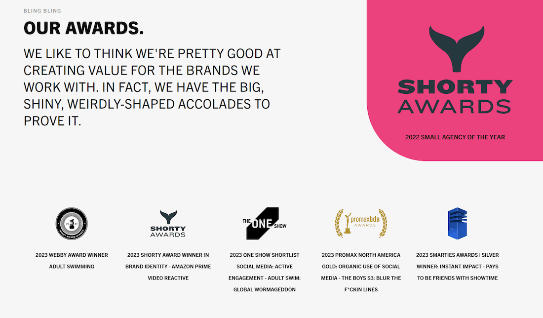 Movement Strategy Awards - Agency marketing website