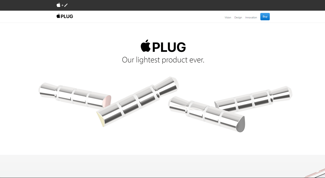 One page website examples - Apple Plug