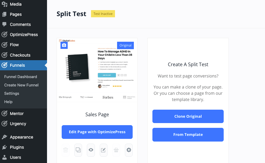 OptimizePress Split Test - Landing Page Templates