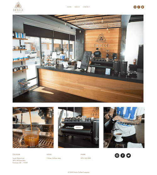 Oracle Coffee Company Coffee Shop Landing Page