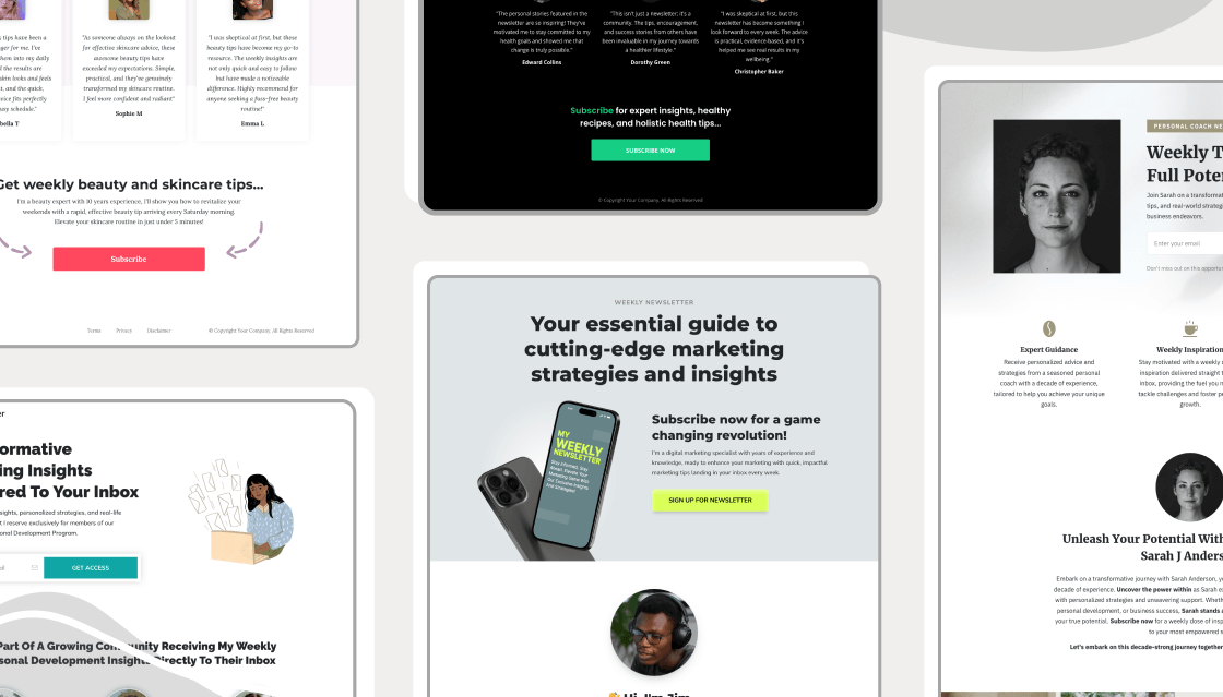 Newsletter Landing Page Template Set