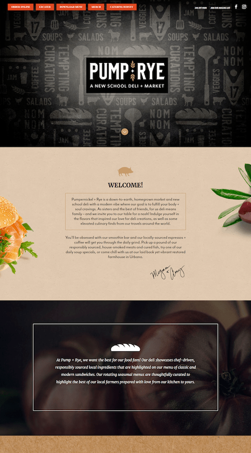 Pump And Drye Restaurant Landing Page