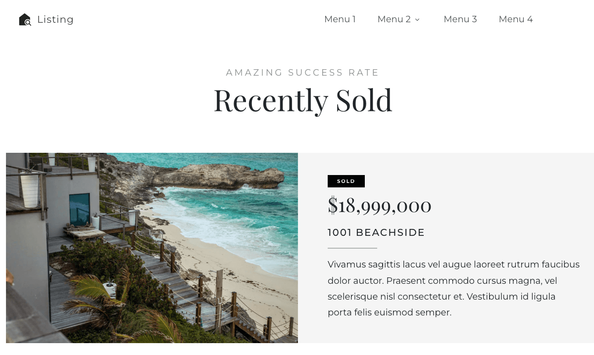 Recently sold website template