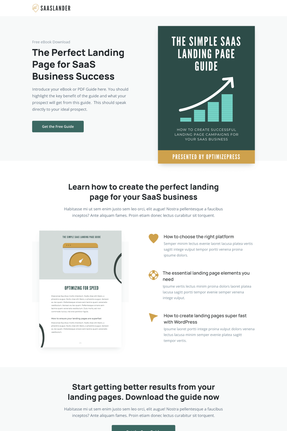 SaaS Lander Free Guide Landing Page