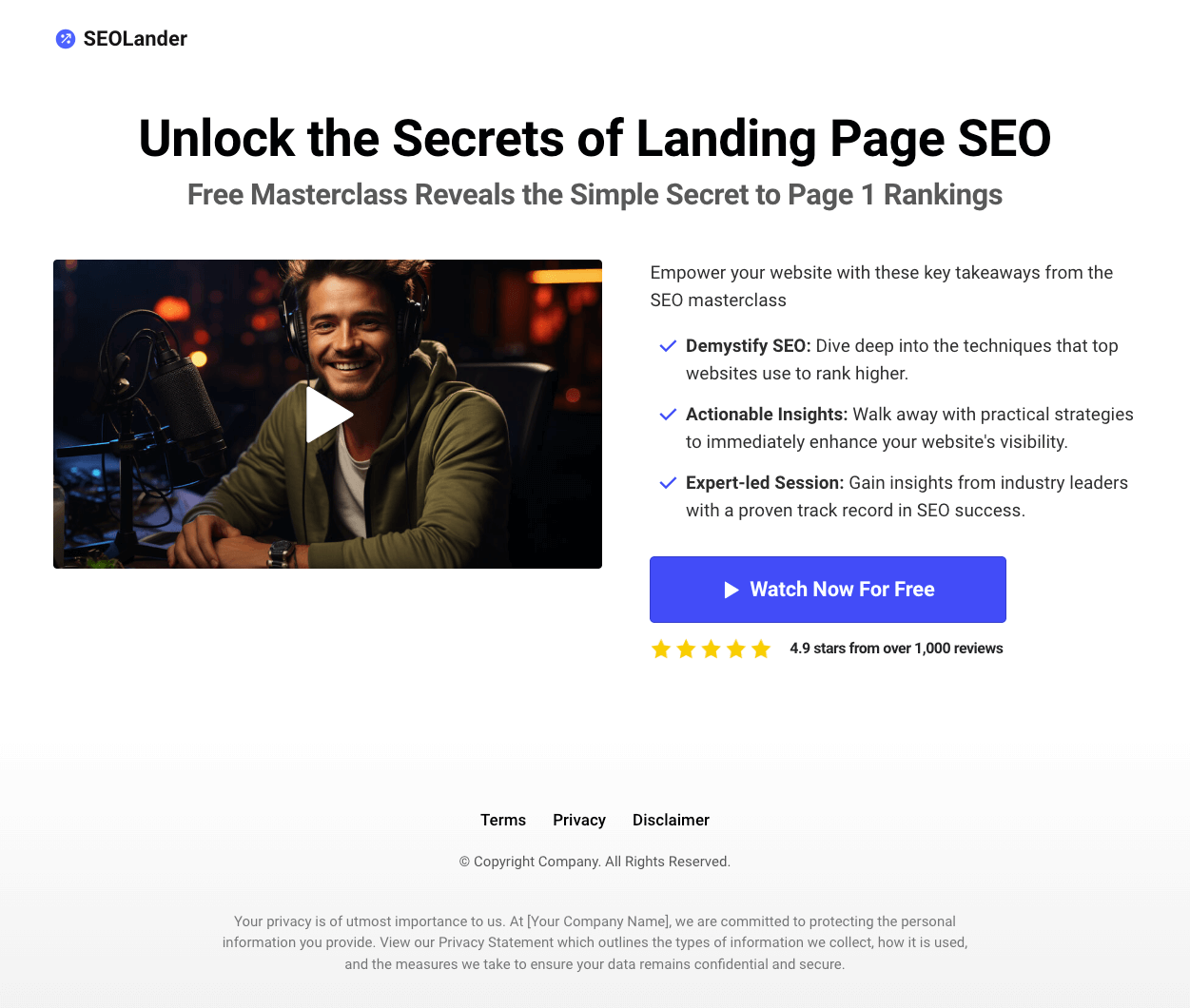 Simple Webinar Landing Page