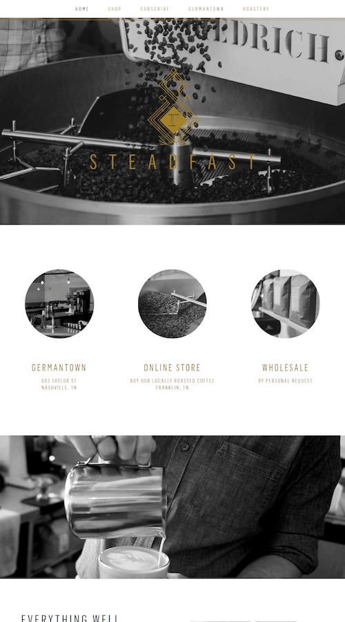 Steadfast Coffee Shop Landing Page