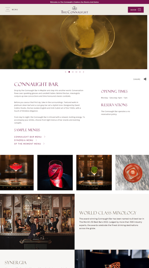 The Connaught Bar Landing Page