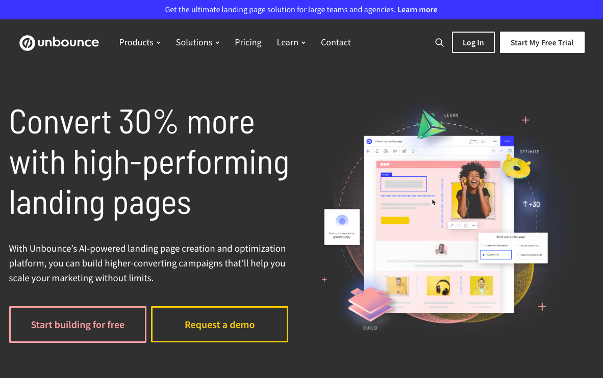 Unbounce Homepage - Leadpages Alternatives