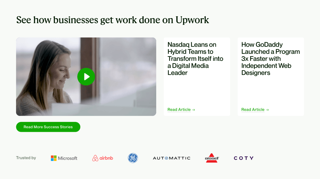 Upwork As Featured in Section