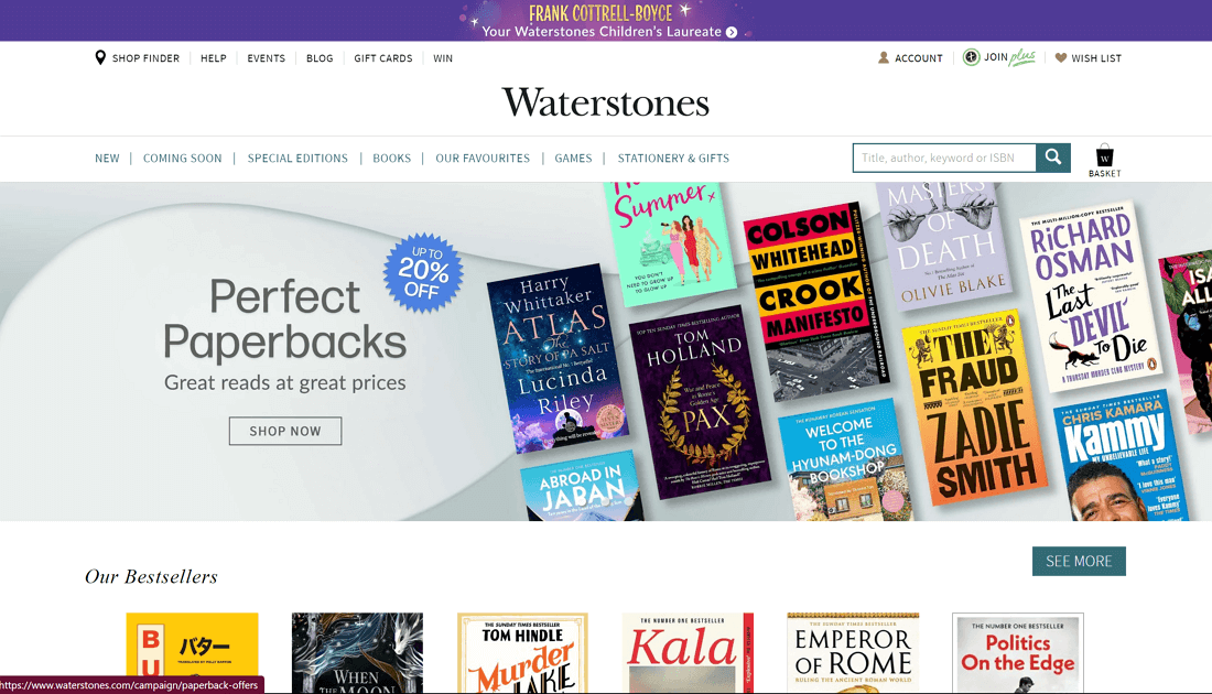 Waterstones - Sticky Bar Examples