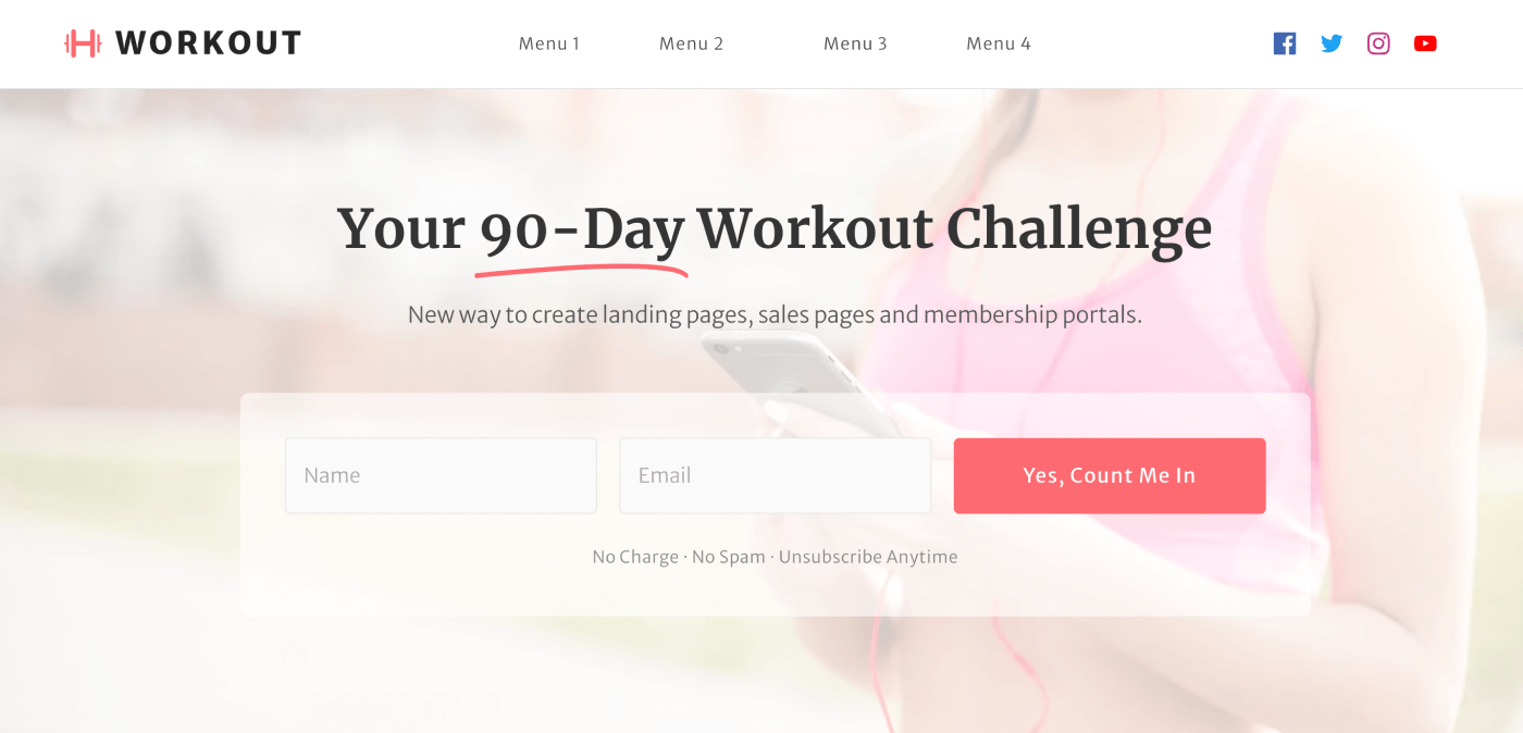 Workout Template Landing Page