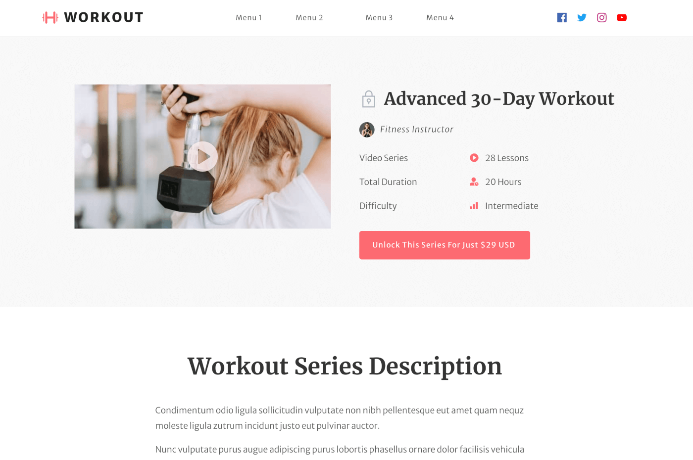 Workout Template Unlock Series Page