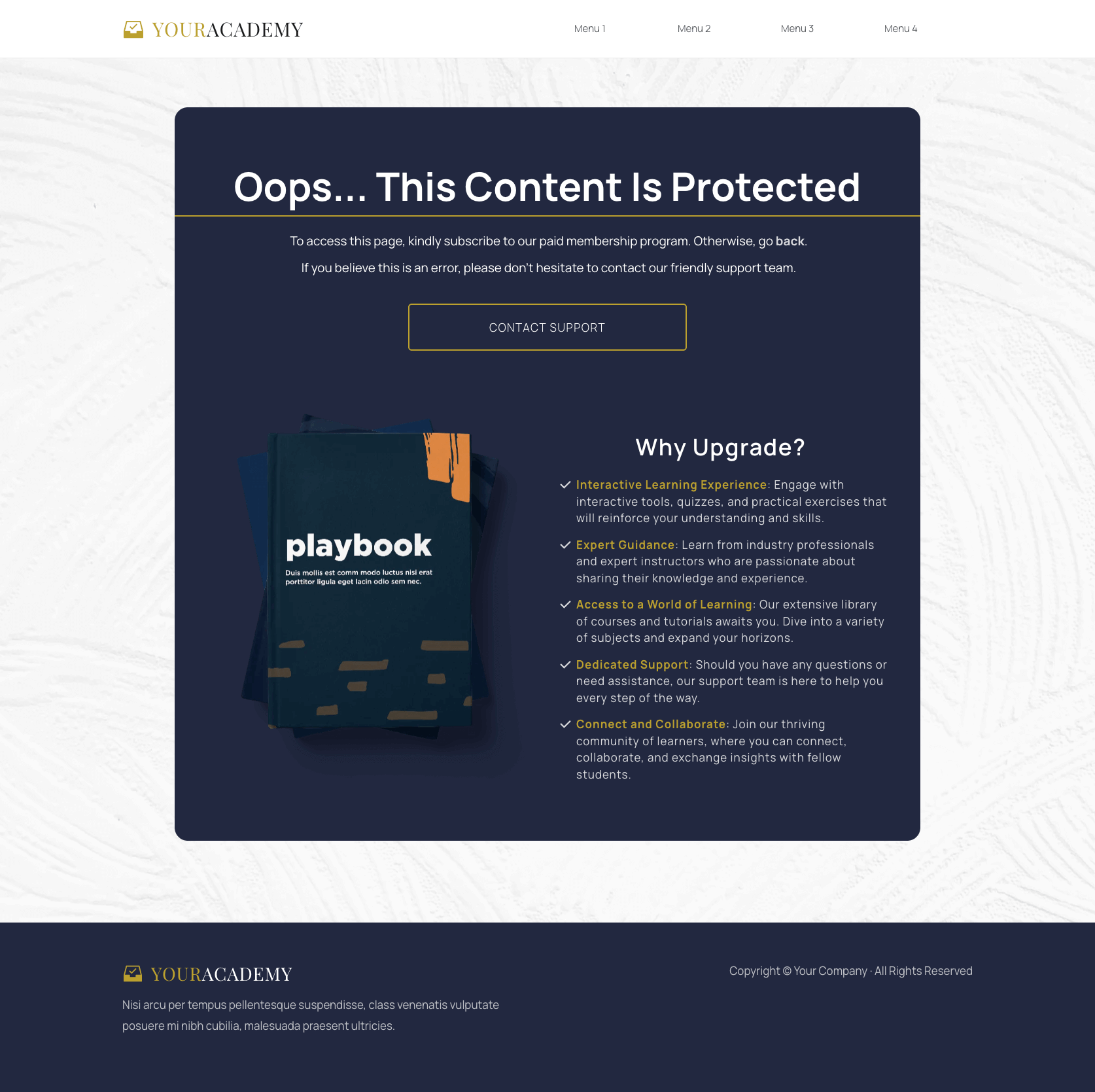 Your Academy Protected Content Page