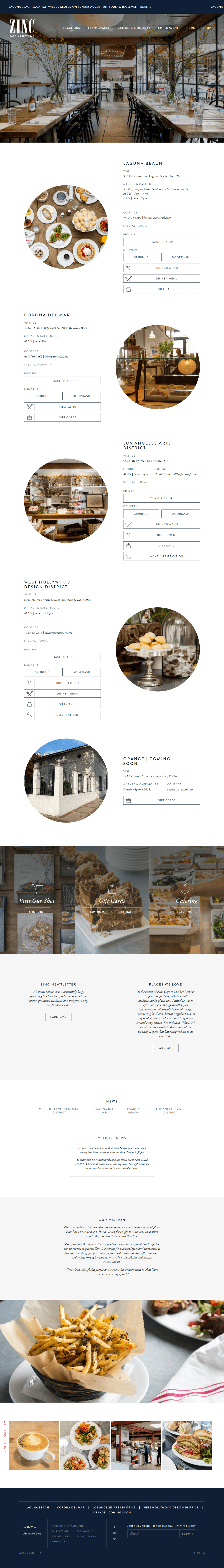 Zinc Cafe Coffee Shop Landing Page